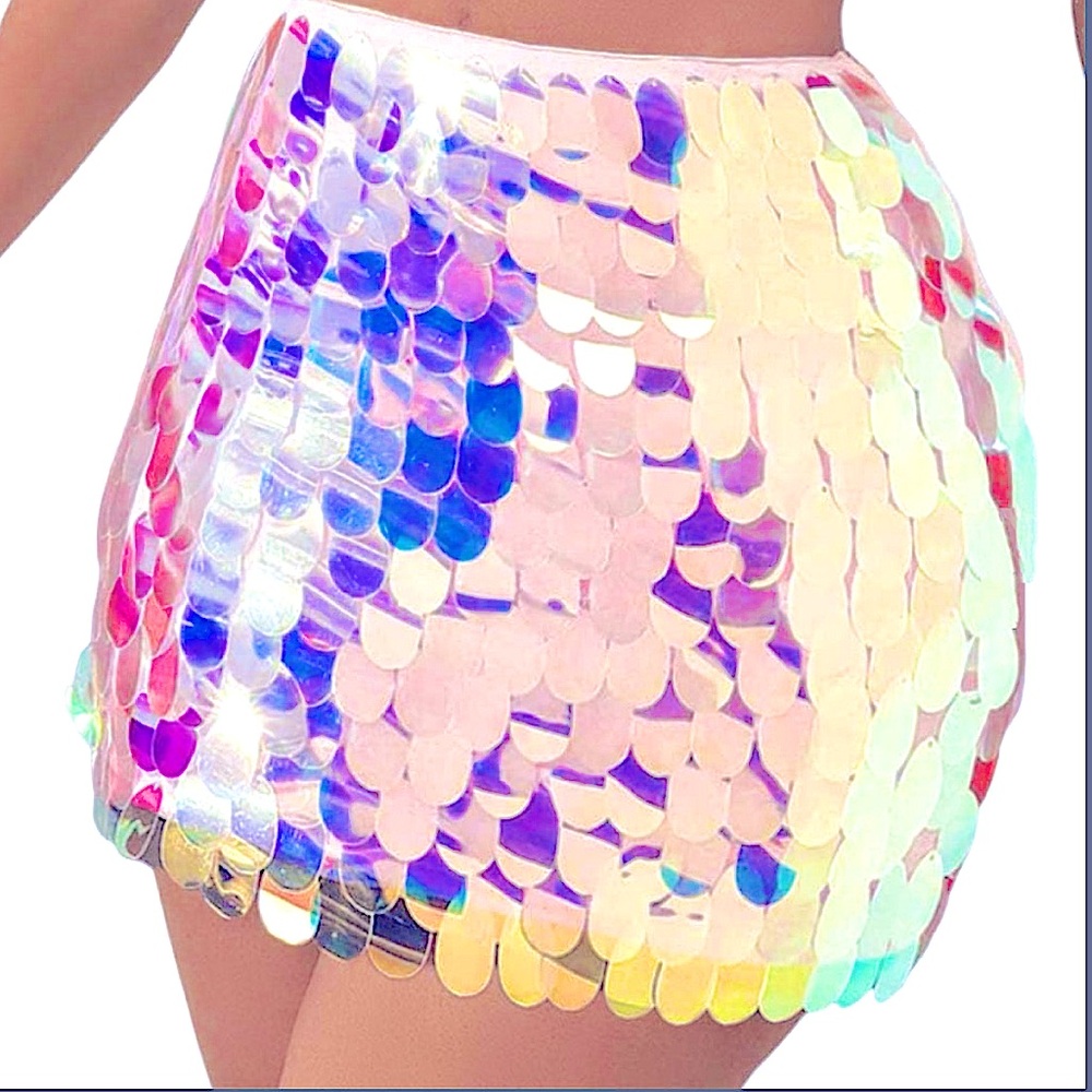 GORGEOUS SMALL iridescent large sequin skirt - Picture 3 of 5
